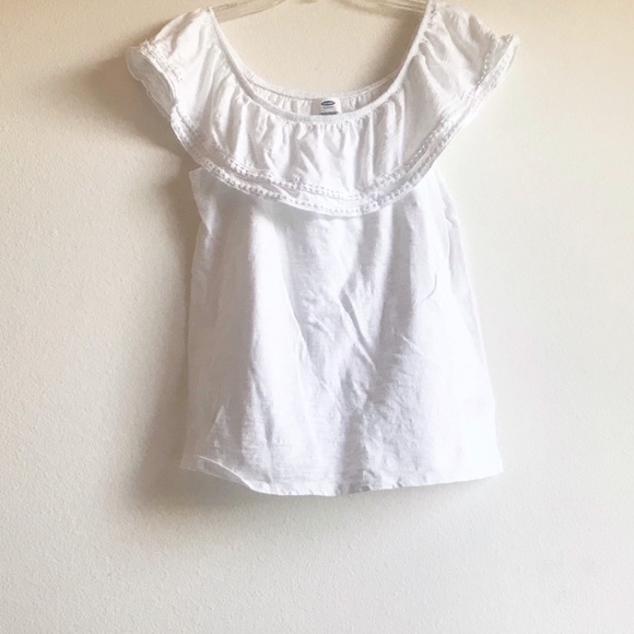 Old Navy White Ruffle Off The Shoulder Top Sz S - Picture 2 of 4